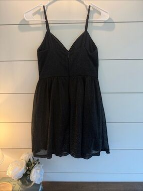 Lulu's Black Sparkle Spaghetti-Strap Cocktail Dress